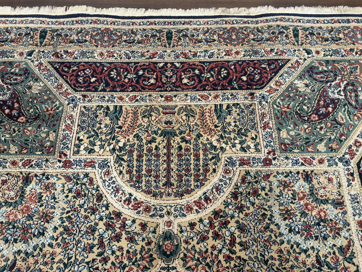Persian Rug 8x11, Belgium Power Loomed Rug, Kirman Lavar Floral Design, Vintage Rug