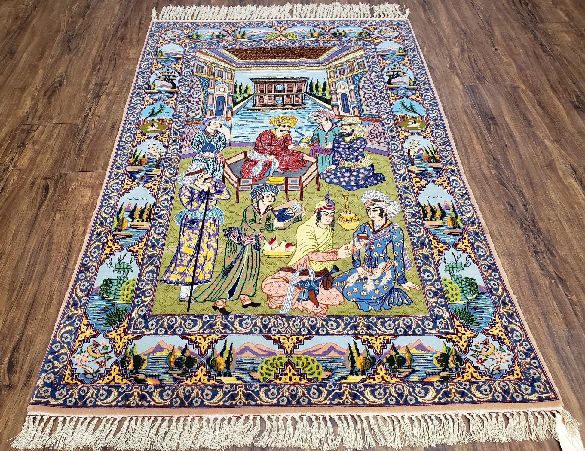 Persian Isfahan Pictorial Rug 3x5 – Kork Wool on Silk-0
