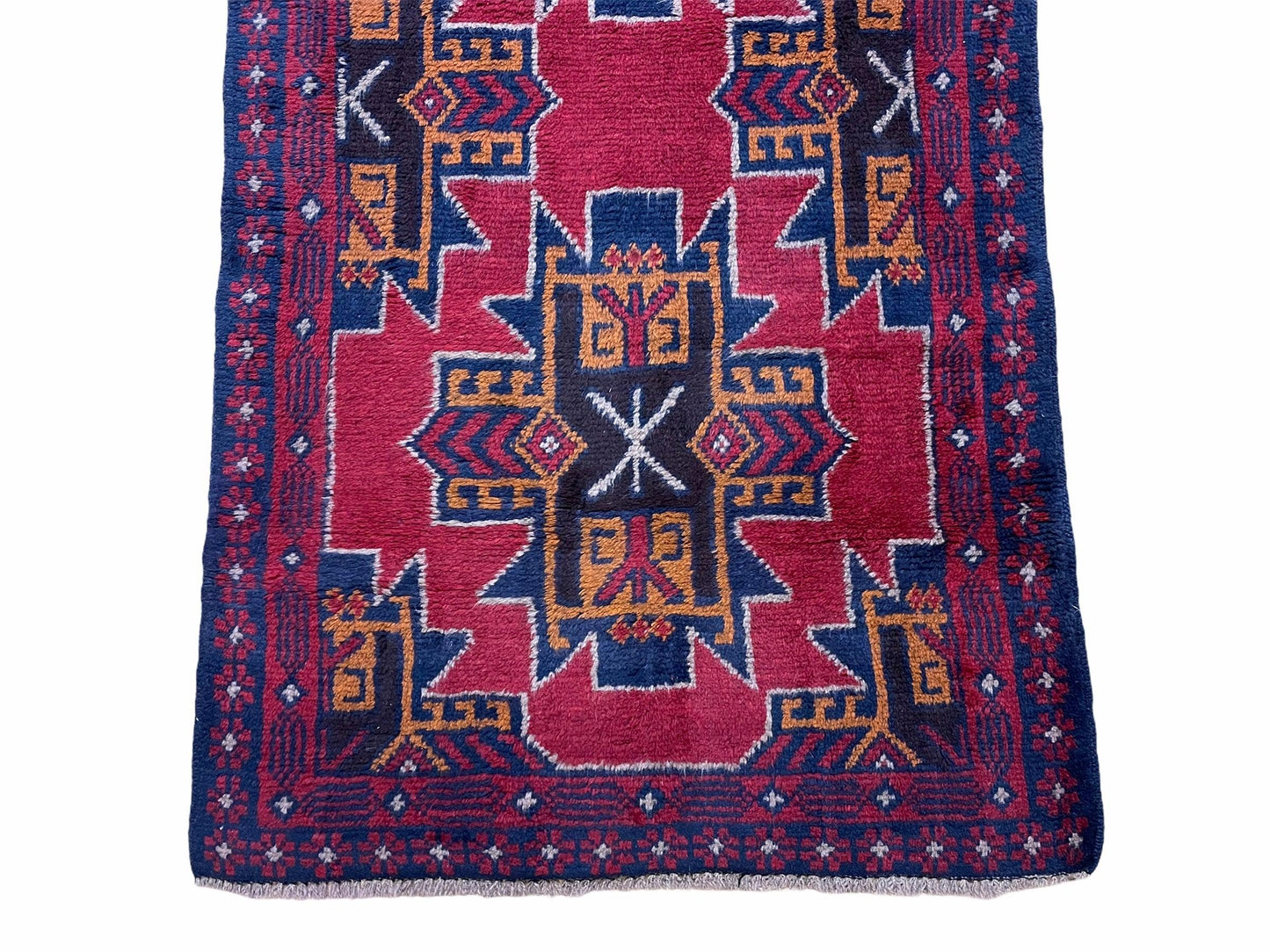2' 8" X 4' 6" Vintage Handmade Tribal Wool Rug Balouchi Rug Afghan Rug Red Blue-4