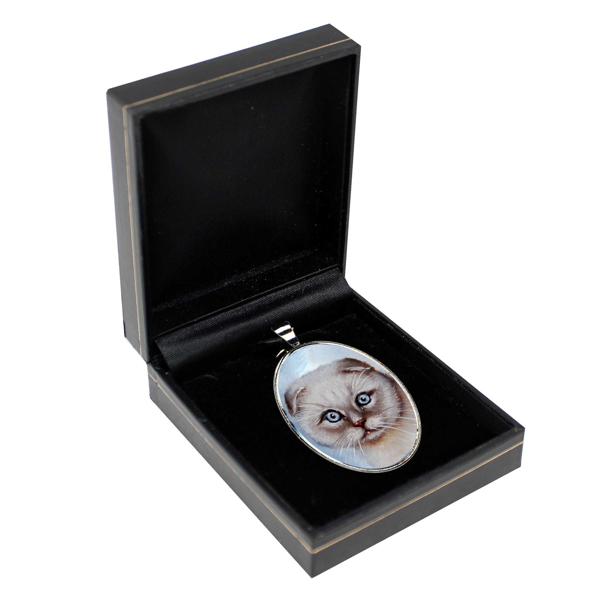 Scottish Cat Silver Plated Mother of Pearl Jewelry Pendant Necklace - 44038O-3