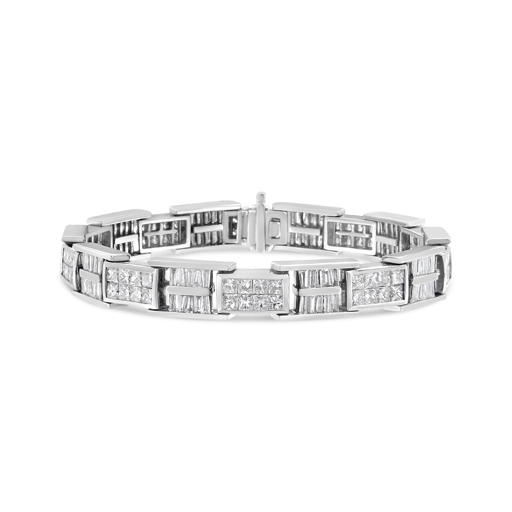 14K White Gold 10 5/8 Cttw Diamond Panel Link Bracelet - 7" Inches-0