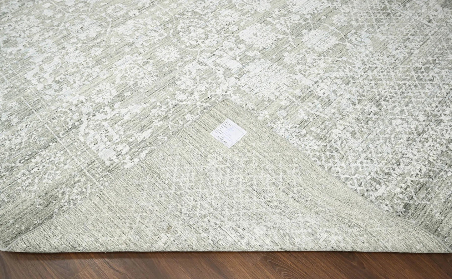 8x10 Gray, Beige Hand Knotted 100% Wool Modern & Contemporary Oriental Area Rug