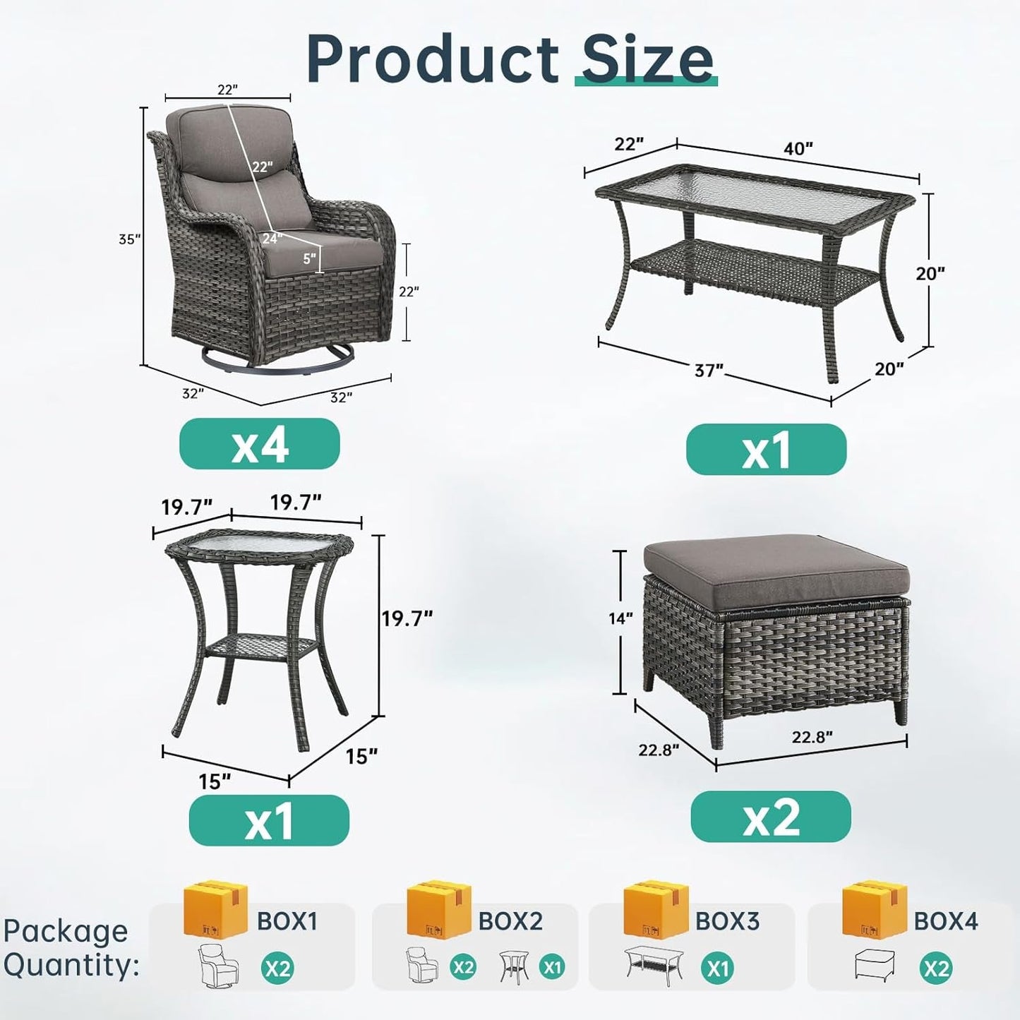 Outdoor Swivel Rocker Patio Chairs Set with Table-1