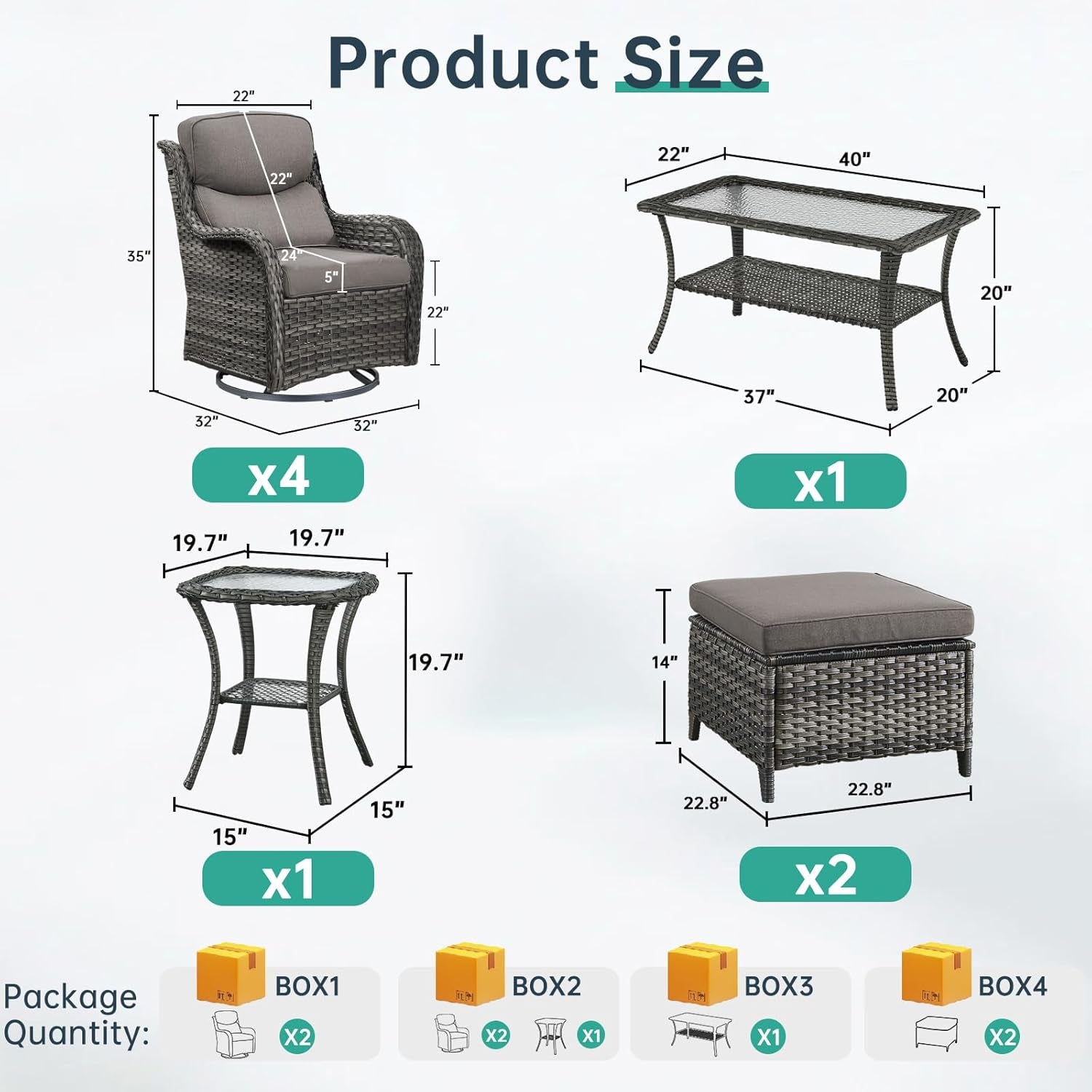 Outdoor Swivel Rocker Patio Chairs Set with Table-1