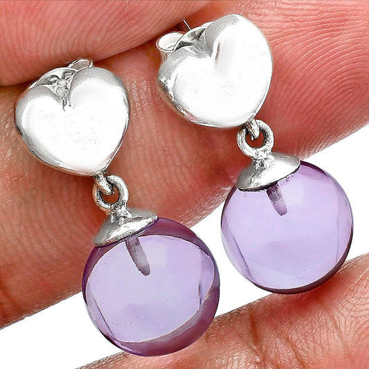 Premium Quality Heart - Amethyst Ball - Brazil Earrings E-1258 11-EE10021