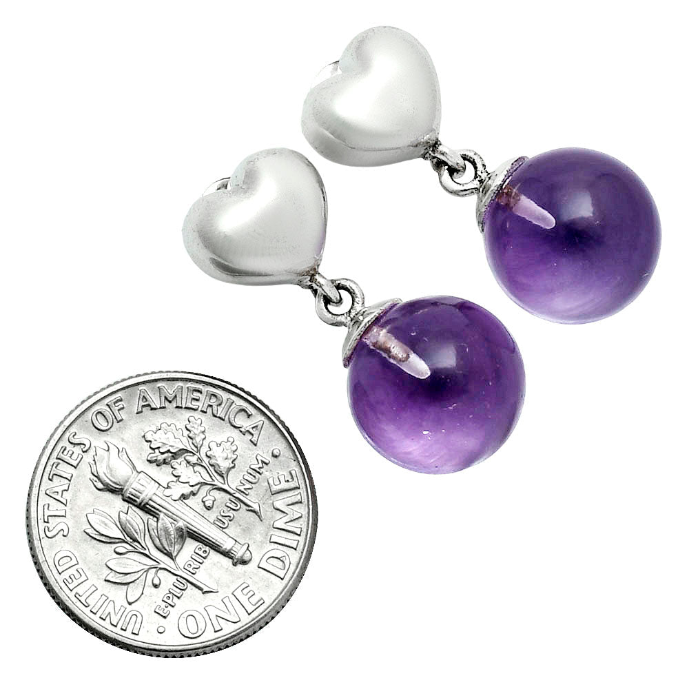 Premium Quality Heart - Amethyst Ball - Brazil Earrings E-1258 11-EE10021