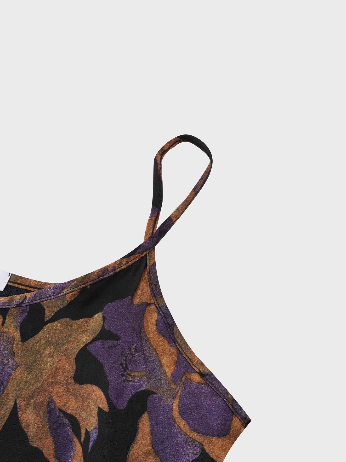 A-Line V Neck Slip Dress-Purple Floral