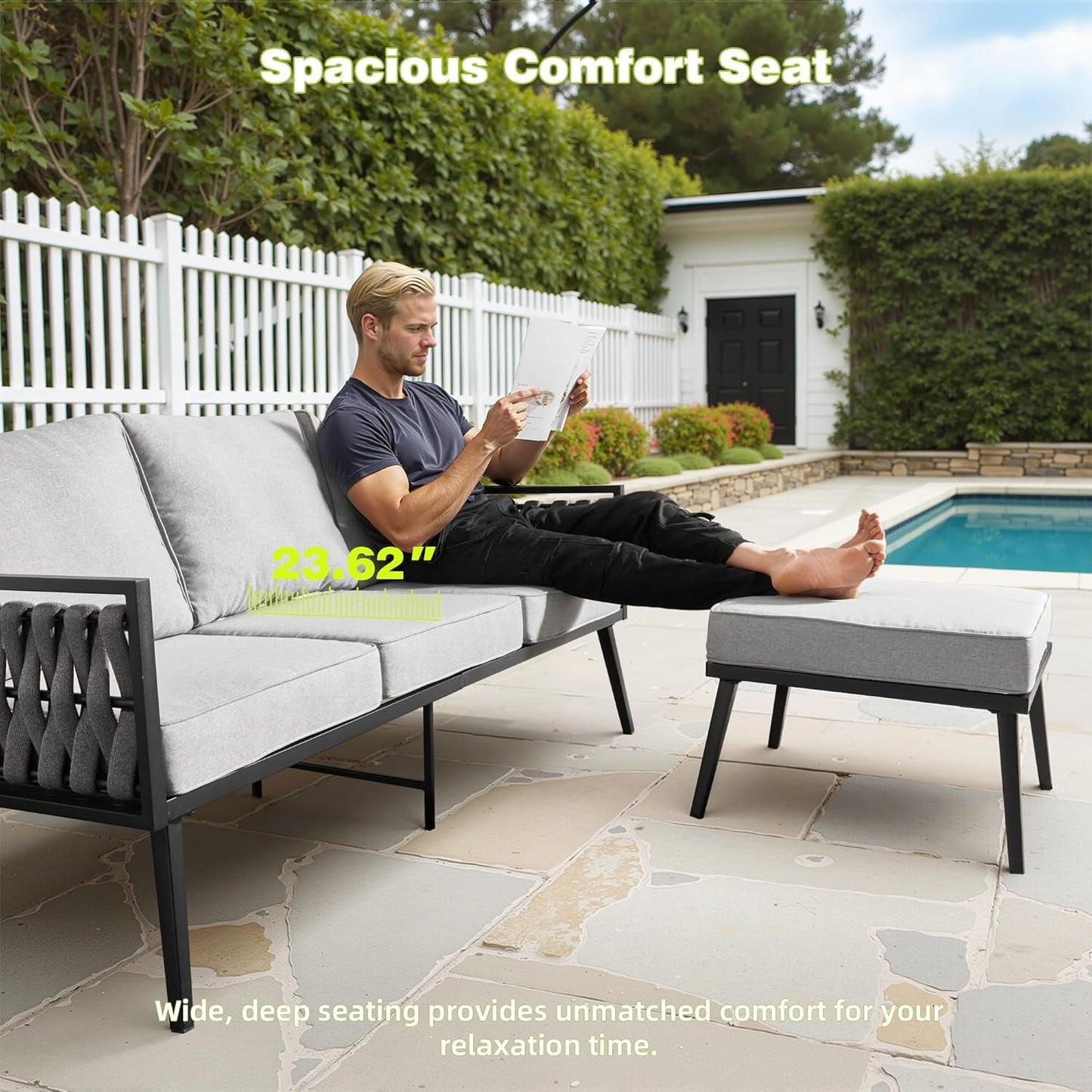 Outdoor Patio Furniture Set with Swivel Chair and Table