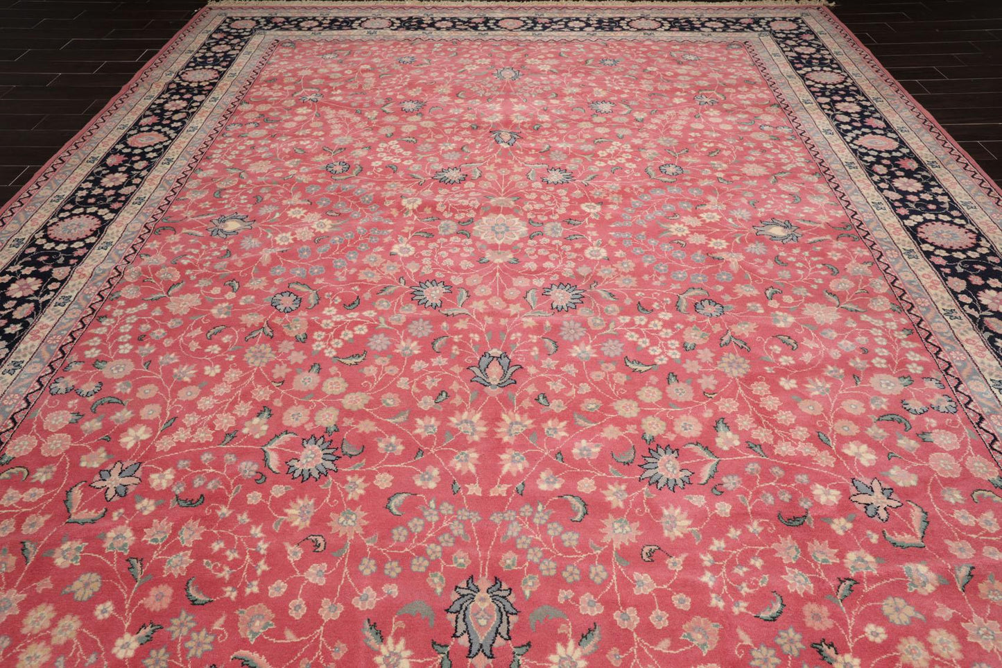 11'7" x 16'3" Rare Romanian Palace Size Hand Knotted Wool Kashaan Area Rug Pink-3