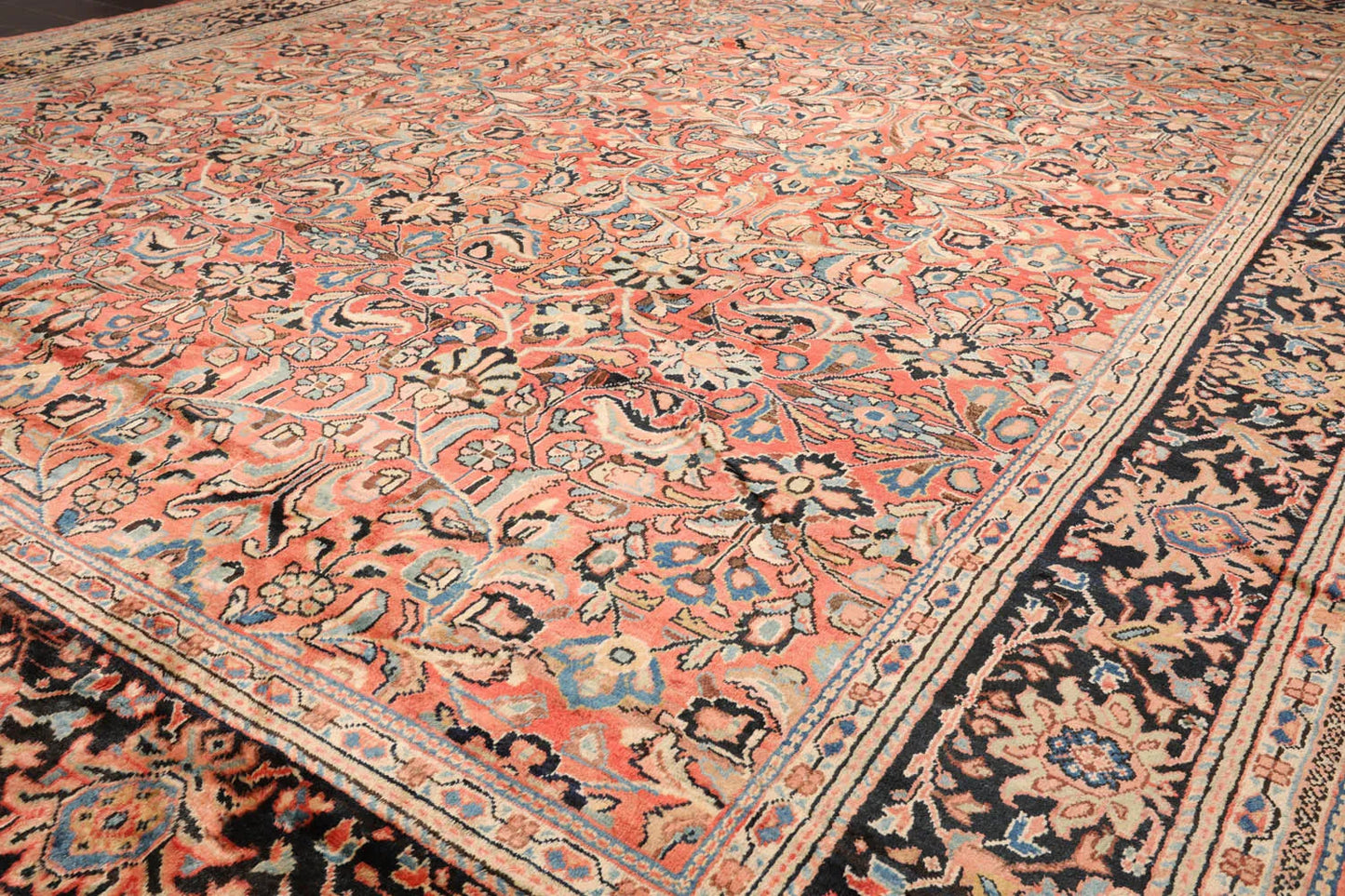 10x14 Salmon, Black Hand Knotted 100% Wool Mahal Traditional Oriental Area Rug-3