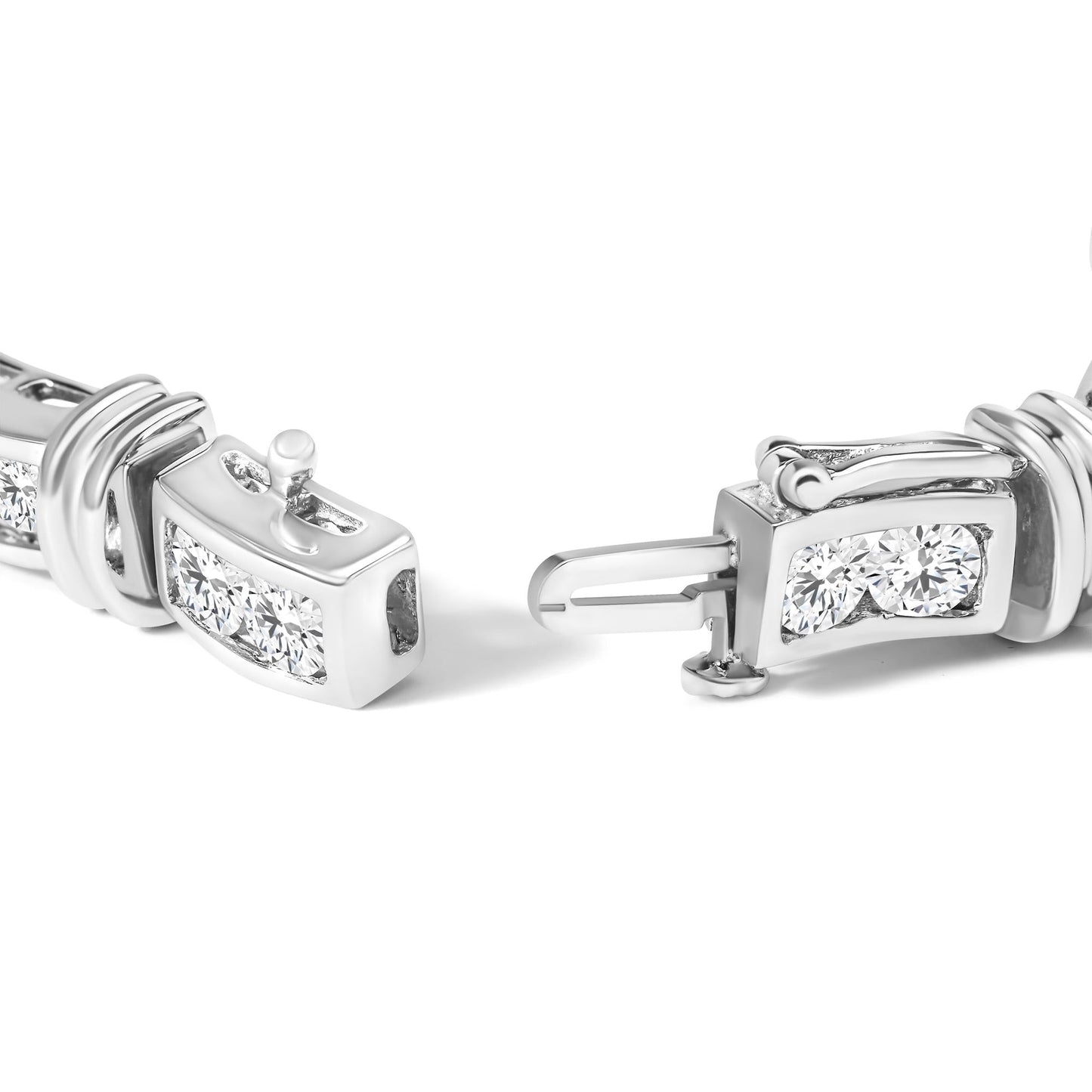 14K White Gold 6 3/4 Cttw Diamond 4 Stone Link Bracelet (H-I Color, I1-I2 Clarity) - 7" Inches-1