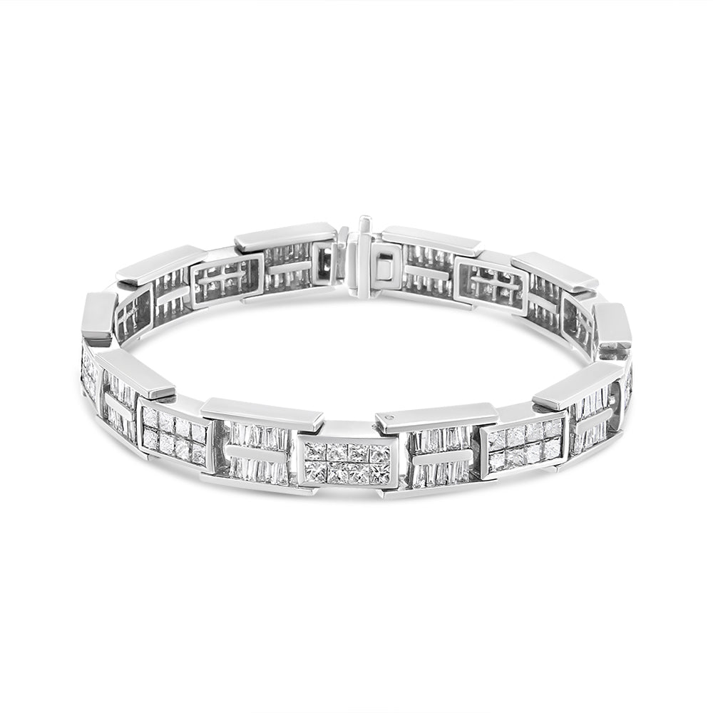 14K White Gold 10 5/8 Cttw Diamond Panel Link Bracelet - 7" Inches-1
