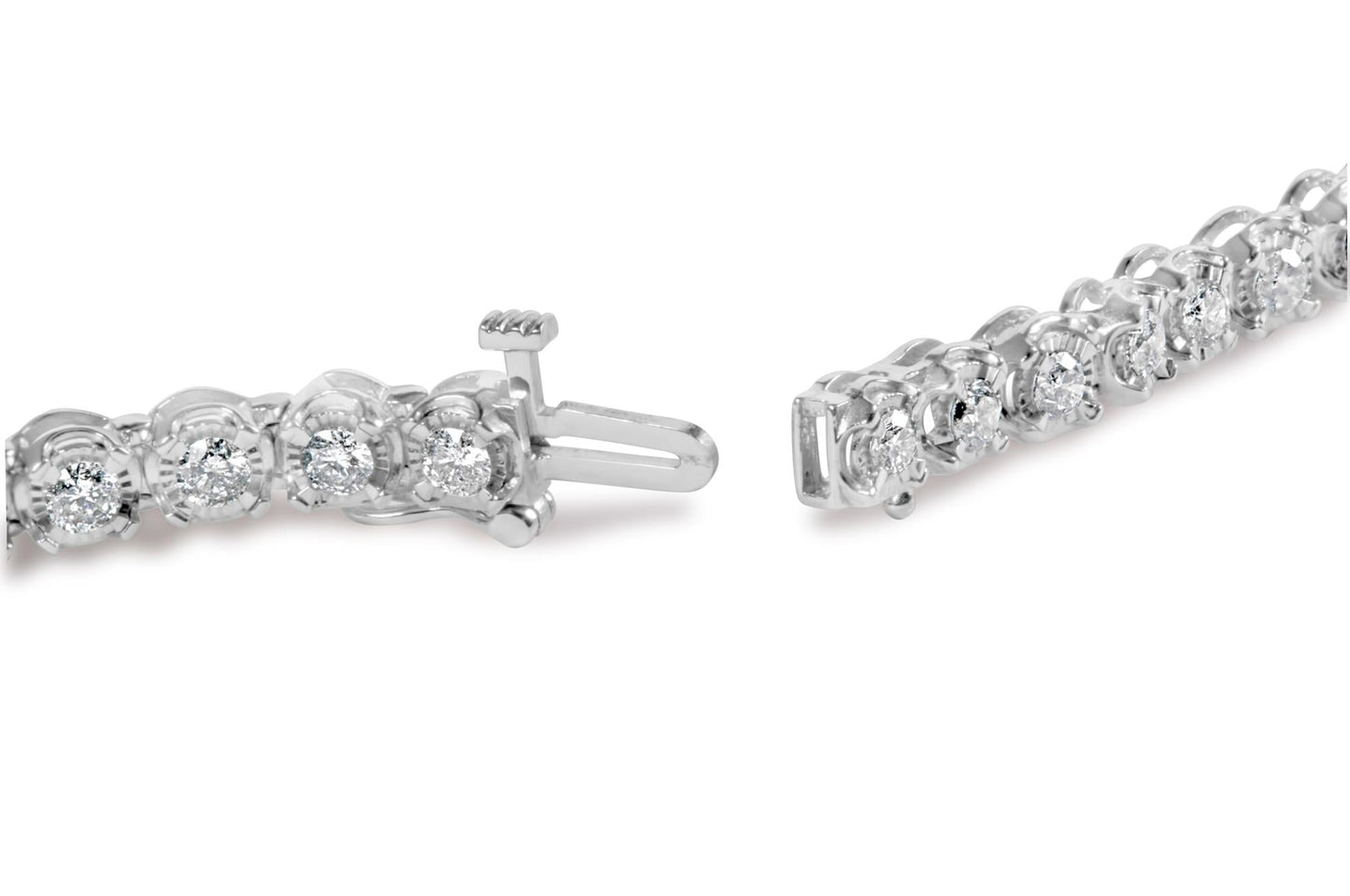 10K White Gold 3.00 Cttw Miracle Set Diamond Bezel Link Style Tennis Bracelet (H-I Color, I2-I3 Clarity) - 7.5"-1