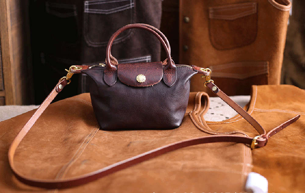 Womens Vintage Horse Skin Leather Small Top Handle Cross Body Shoulder Bag