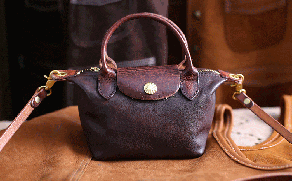 Womens Vintage Horse Skin Leather Small Top Handle Cross Body Shoulder Bag