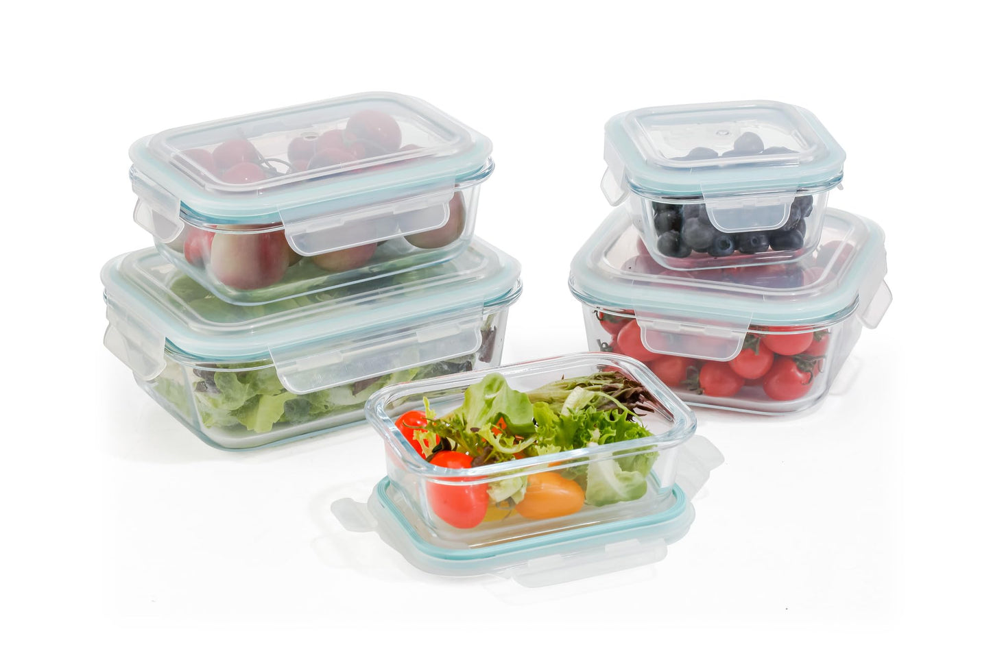 10-Piece Glass Food Storage Containers with Airtight Locking Lids (5 Containers + 5 Lids)-3