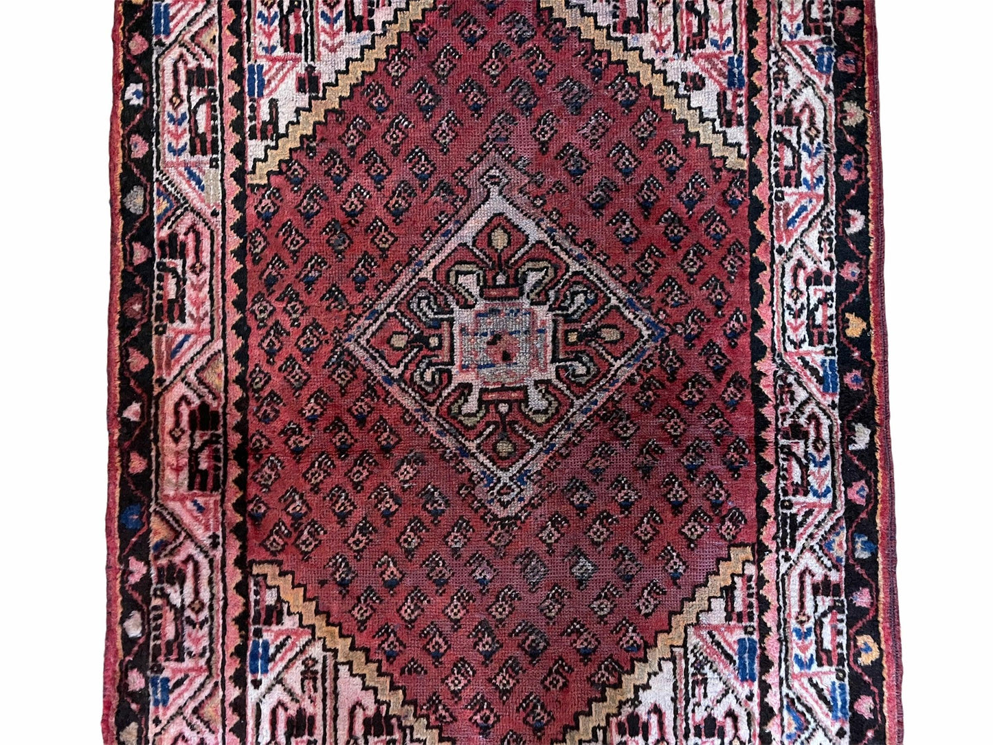 4x6 Antique Rug Handmade Wool Rug Organic Dyes Red Ivory Red Tribal Rug Boho Rug