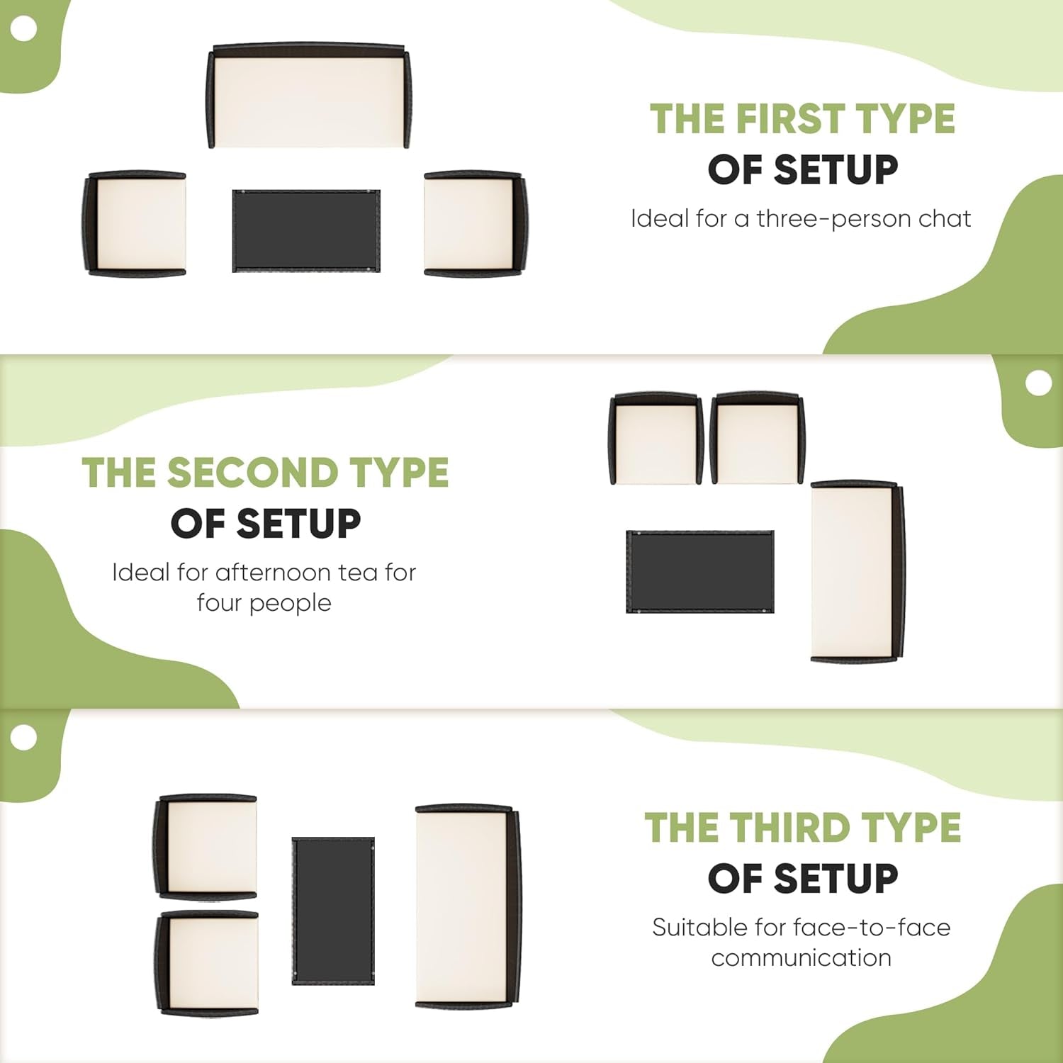 Patio Furniture 4 Pieces Conversation Sets Outdoor Wicker Rattan Chairs Garden Backyard Balcony Porch Poolside Loveseat with Cushion and Glass Table, Black and Beige-3