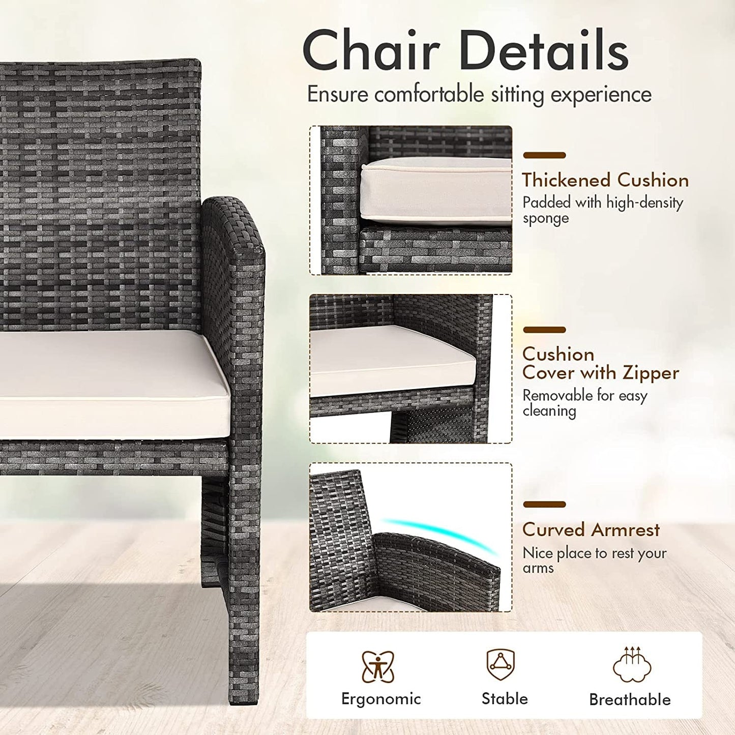 Weather Resistant Rattan Patio Furniture Set for Outdoors
