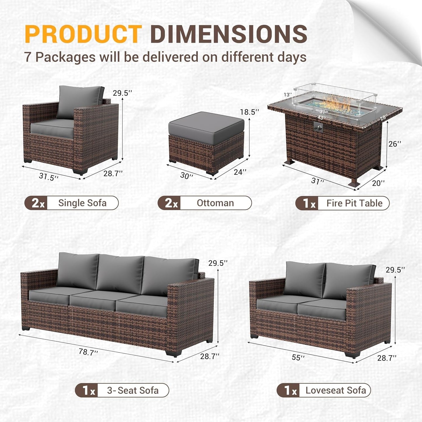 Outdoor Wicker Patio Furniture Set with Fire Pit