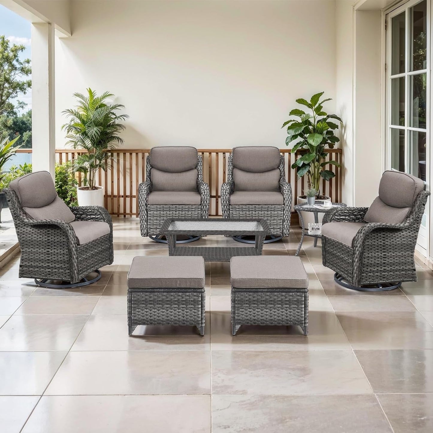 Outdoor Swivel Rocker Patio Chairs Set with Table-0