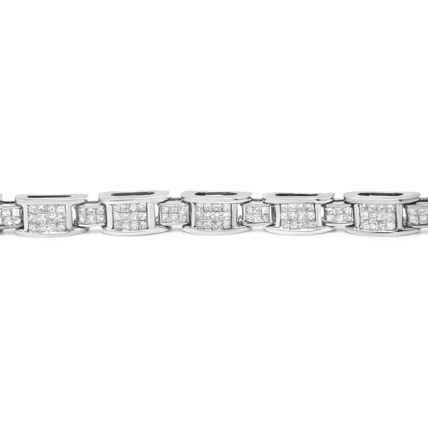 14K White Gold 5.0 Cttw Princess Cut Diamond Invisible Set Alternating Size D Shaped Links Tennis Bracelet (H-I Color, SI2-I1 Clarity) - 7”-2
