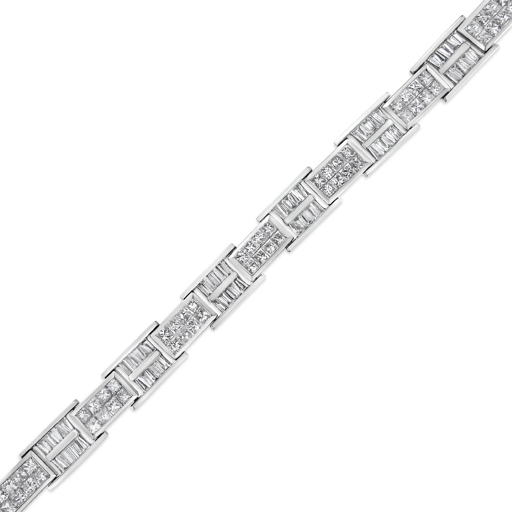 14K White Gold 10 5/8 Cttw Diamond Panel Link Bracelet - 7" Inches-2