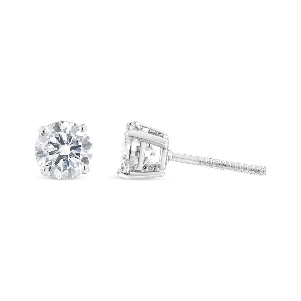 14K White Gold 1 1/2 Cttw Lab Grown Diamond Solitaire Stud Earrings with Screwbacks (F-G Color, VS2-SI1 Clarity)-2