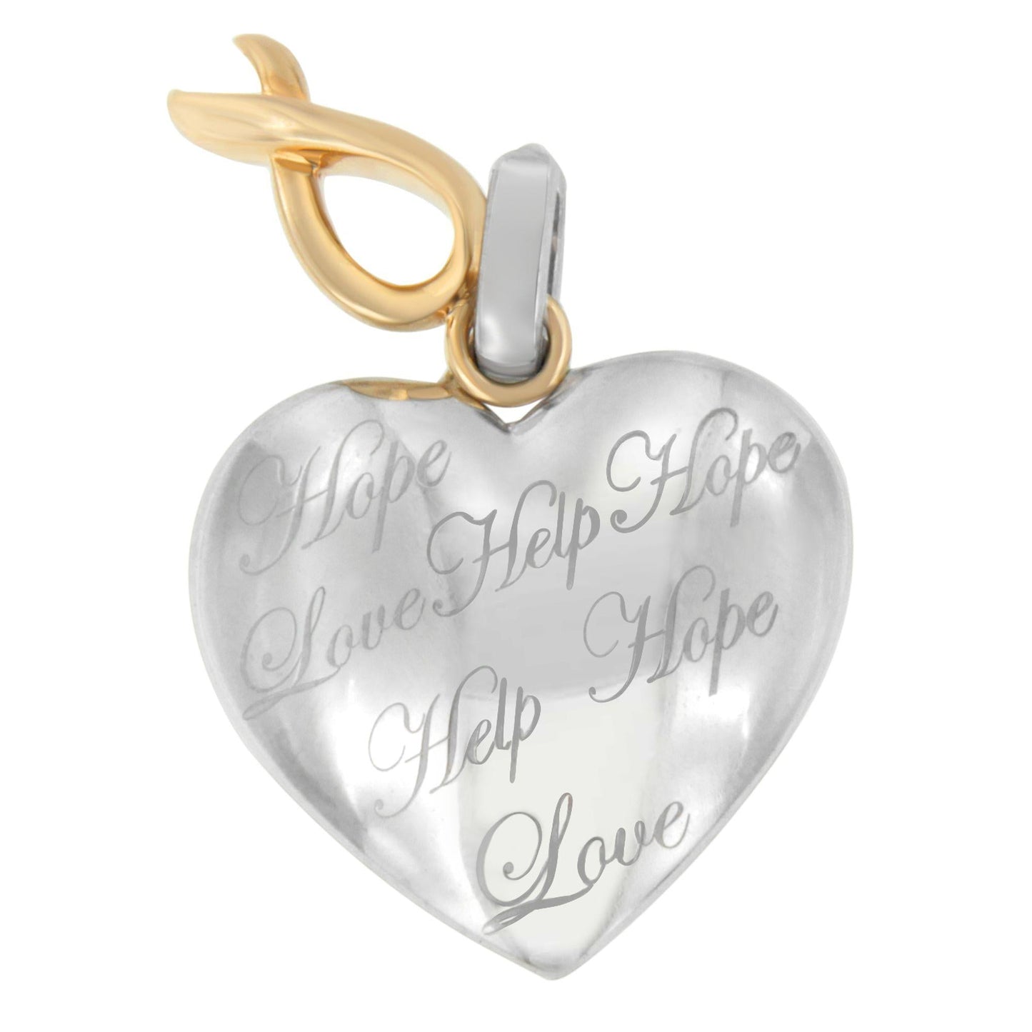 10K Yellow Gold Over Silver Heart Pendant Necklace-2
