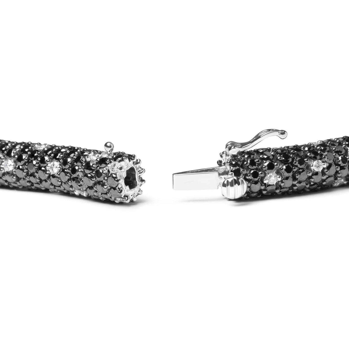 18K White Gold 20.0 Cttw Black and White Pave Set Diamond Eternity Snake Skin Style Tennis Bracelet (Black and G-H Color, SI1-SI2 Clarity) - Size 7"-2