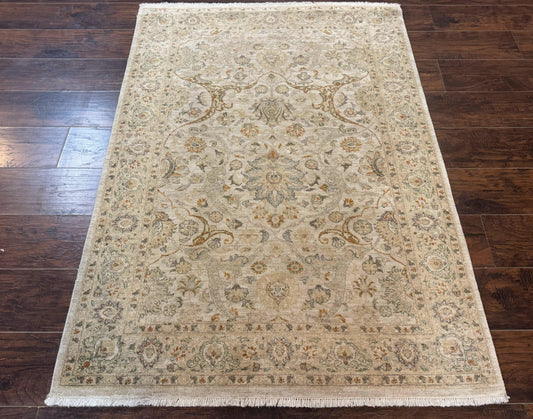 Pak Persian Rug 4x6, Beige, Pakistani Peshawar Rug, Handmade, Neutral Colors, Vintage Rug for Modern Home-0
