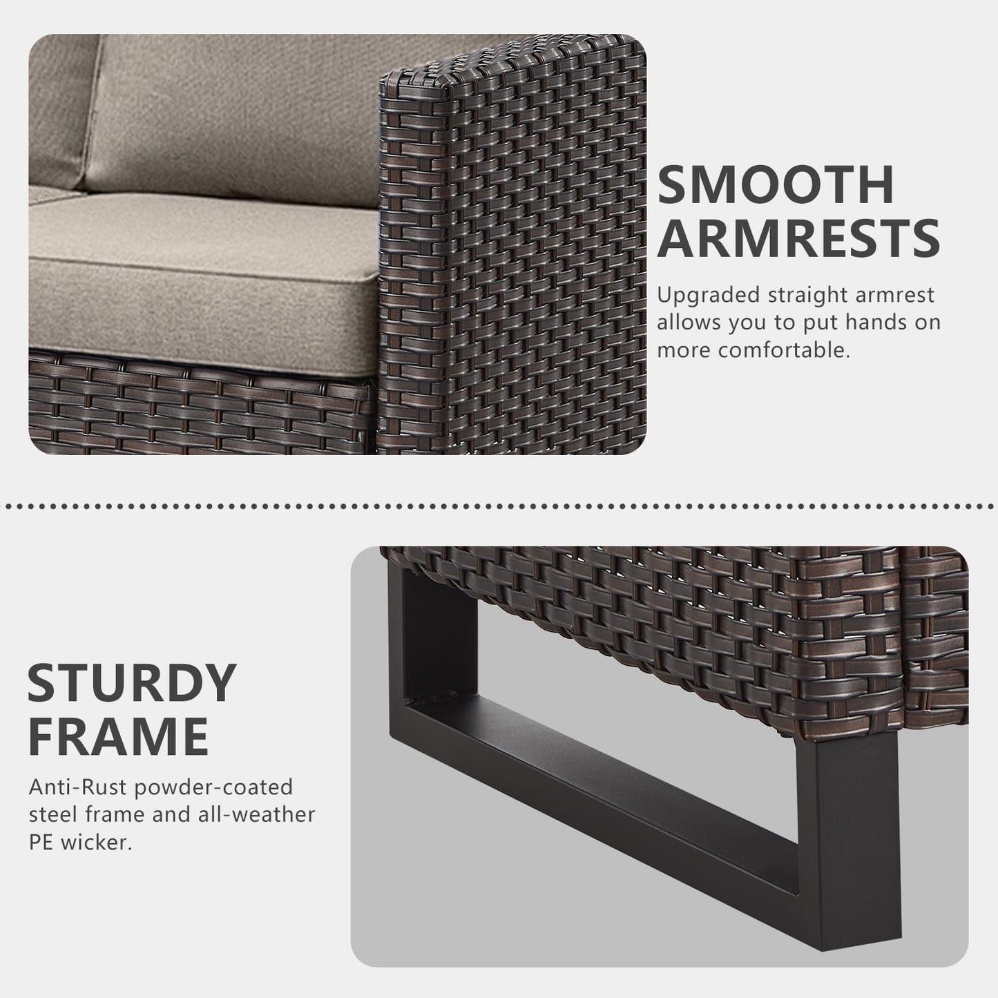 Seven Piece Outdoor Wicker Patio Furniture Set With Swivel Rockers