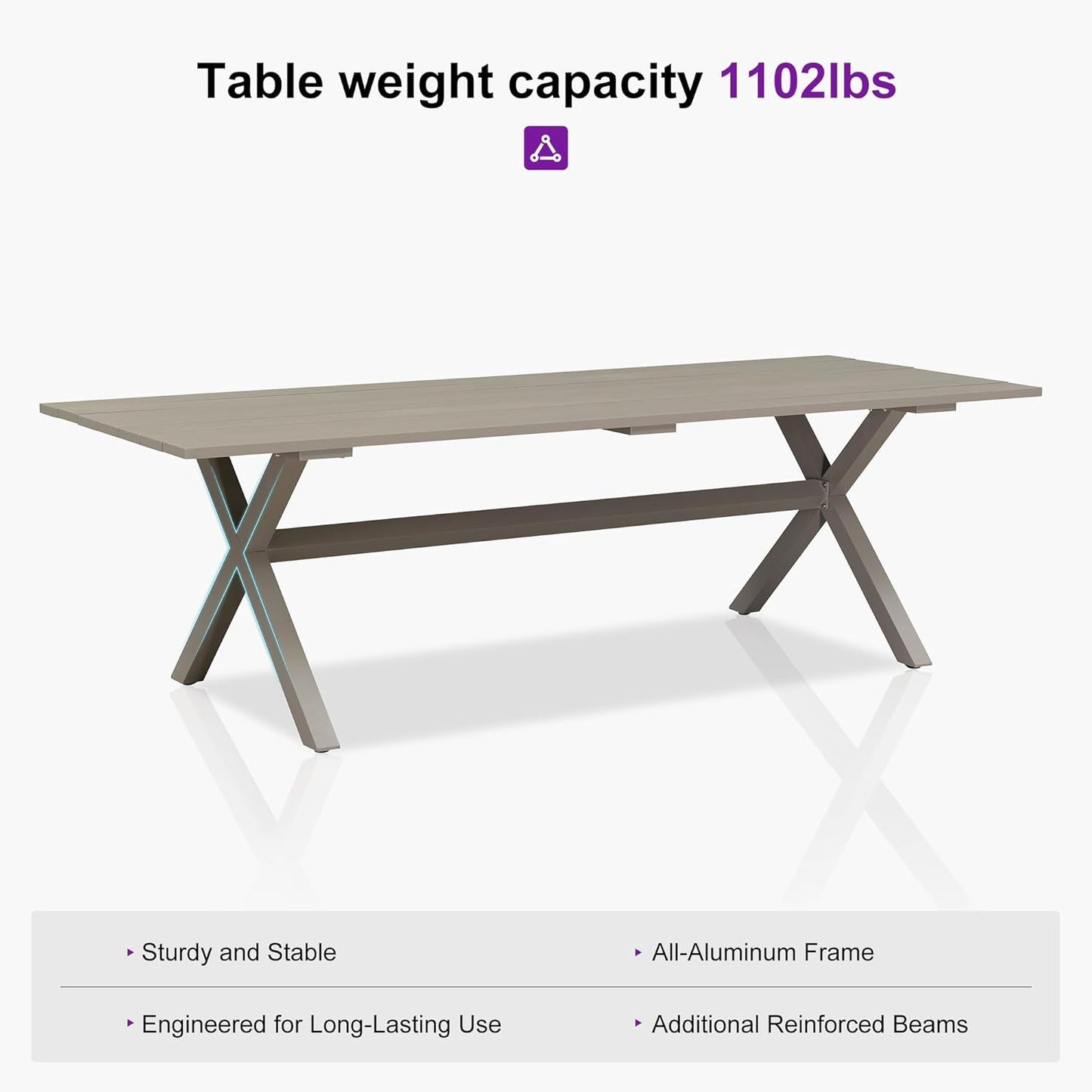 Patio Dining Set for 10 All-Weather Wicker 11 Piece Aluminium Outdoor Table and Chairs Set Included Cushions for Backyard Indoor Decor Kitchen Modern Outdoor Furniture Set Champagne-4