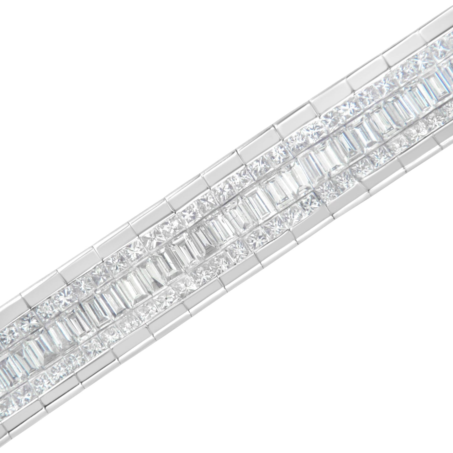 14K White Gold 7 7/8 Cttw Princess and Baguette Diamond Eternity Line Tennis Bracelet (G-H Color, SI1-SI2 Clarity) - 7" Inches-3
