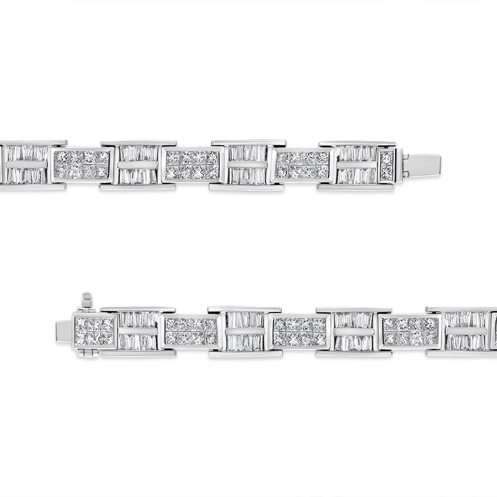 14K White Gold 10 5/8 Cttw Diamond Panel Link Bracelet - 7" Inches-3
