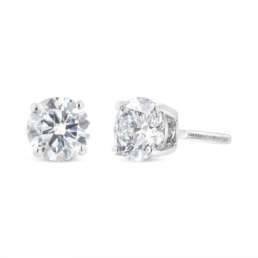 14K White Gold 1 1/2 Cttw Lab Grown Diamond Solitaire Stud Earrings with Screwbacks (F-G Color, VS2-SI1 Clarity)-3