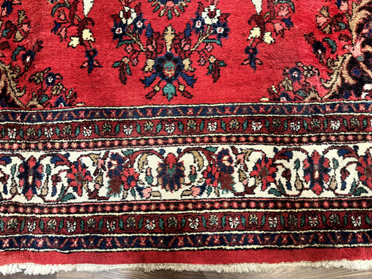 Palace Size Persian Rug 11x18, Red, Bibikabad Rug, Handmade Large Wool Carpet, Persian Hamadan Rug, Dargazin Rug