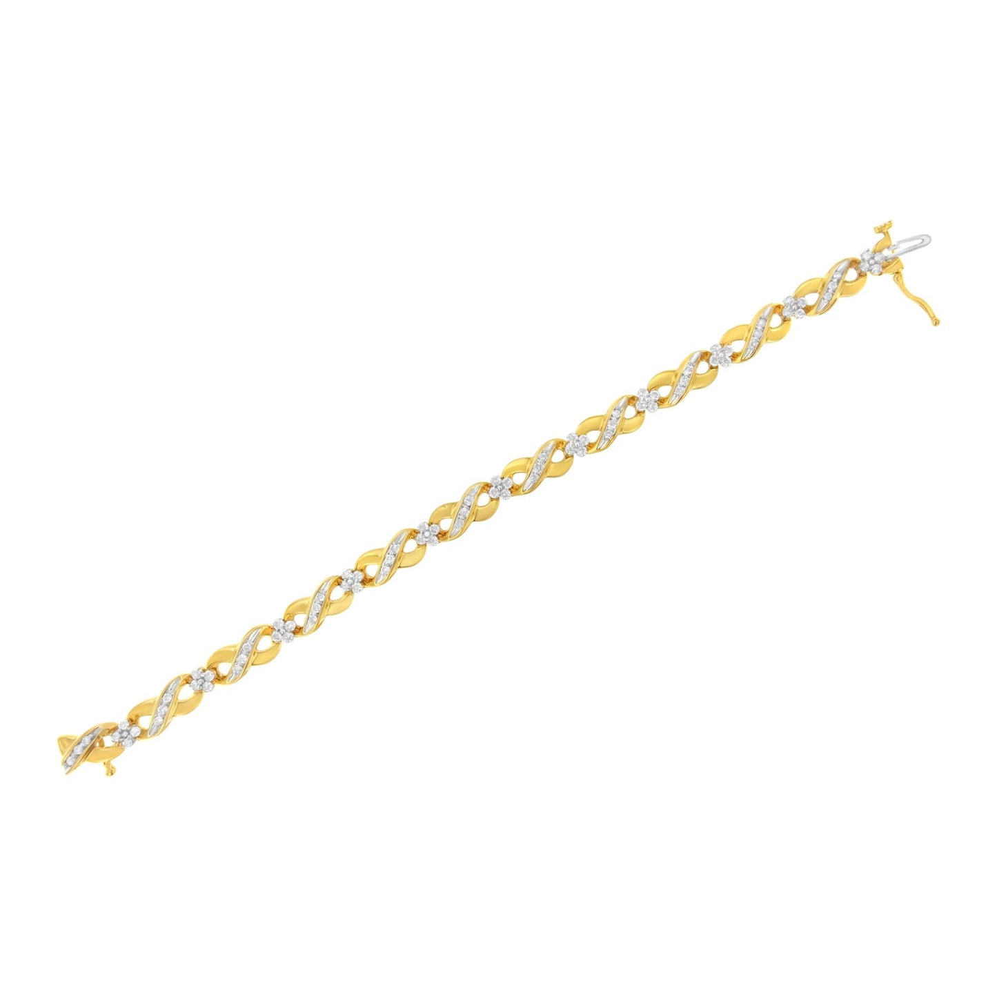 10K Yellow Gold Round-Cut Diamond Infinite Love Bracelet (1.00 cttw, I-J Color, I2-I3 Clarity)-4