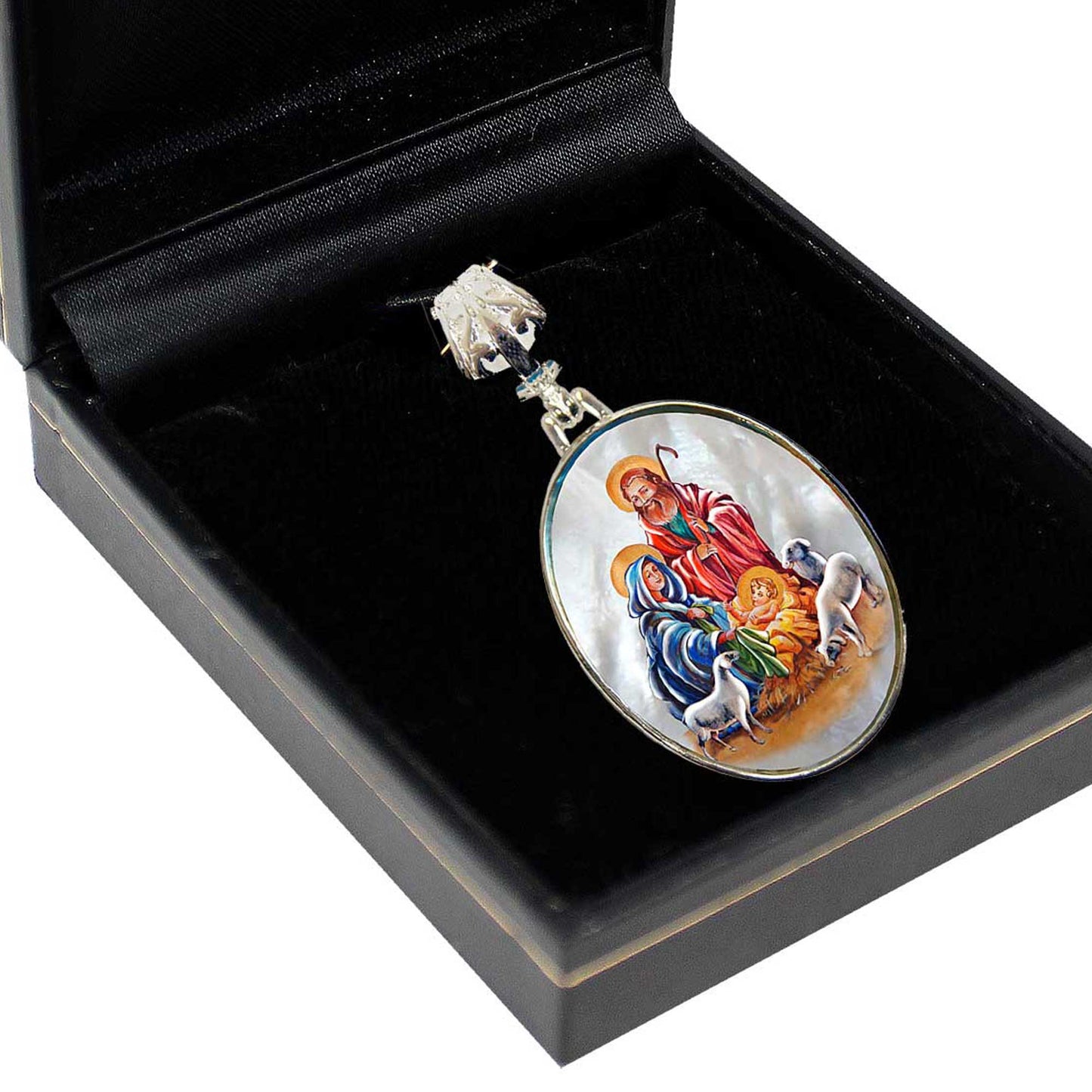 Holy Family Silver Plated Mother of Pearl Jewelry Necklace - 43050