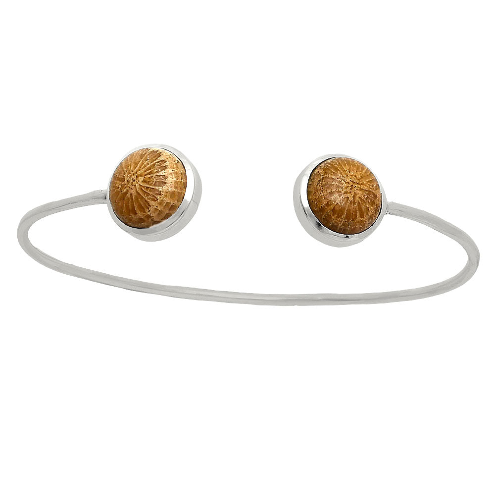 Premium Quality Flower Fossil Coral Cuff Bangle Bracelet B-1004 52-EB10546