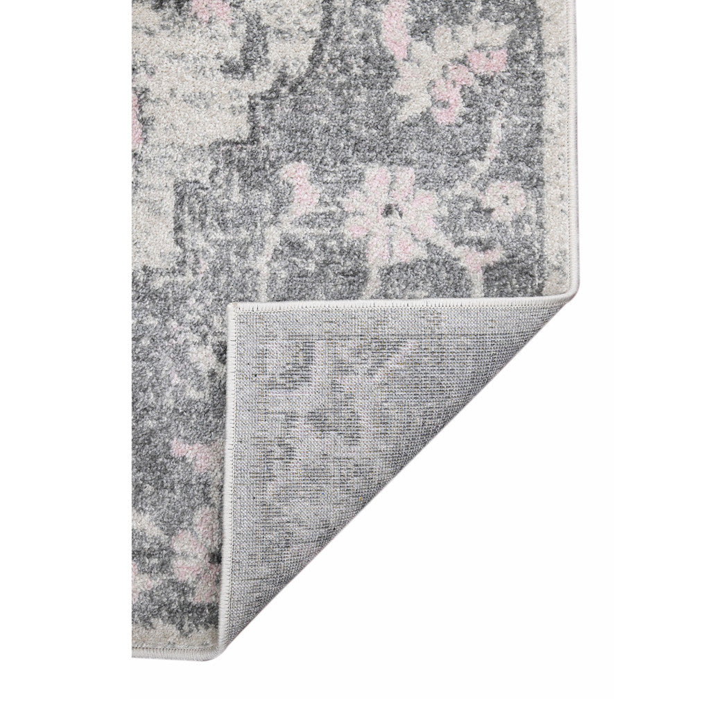 3' X 4' Gray And Dark Gray Medallion Distressed Area Rug