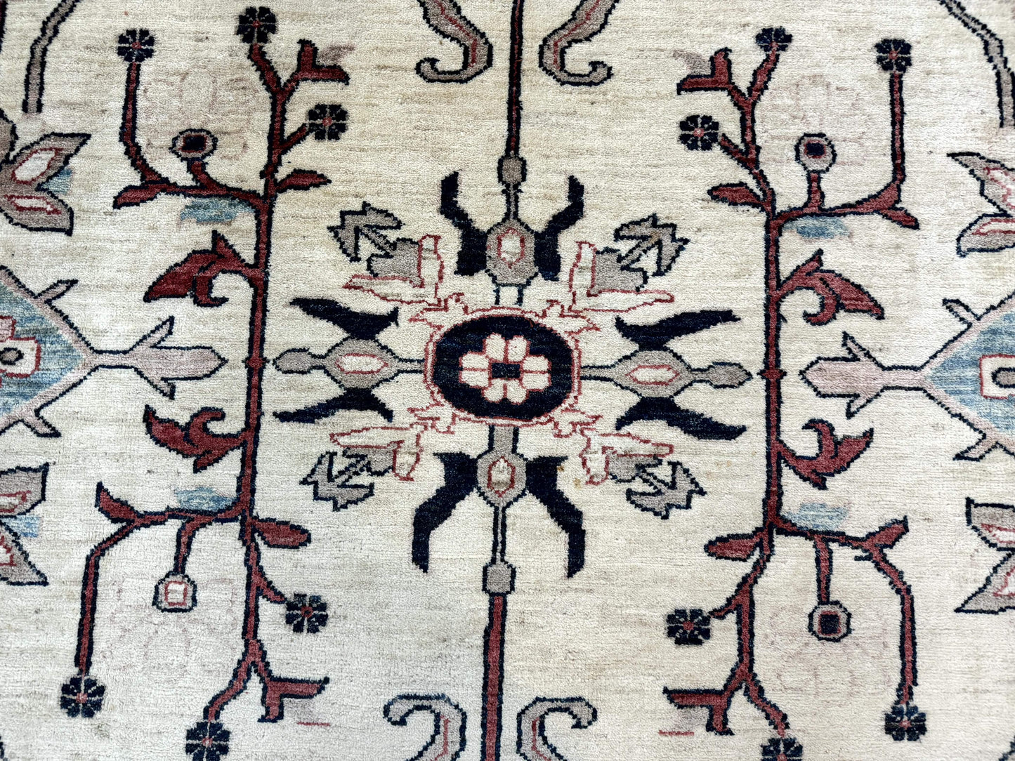 Peshawar Rug 10x14, Beige and Rust Red, Large Pak Persian Rug, Pakistani Rug