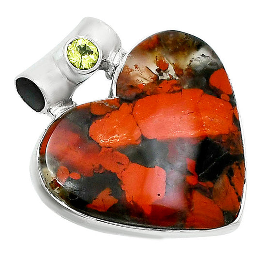 Premium Heart Tabu Jasper & Peridot Pendant P-1300 56-EP10687