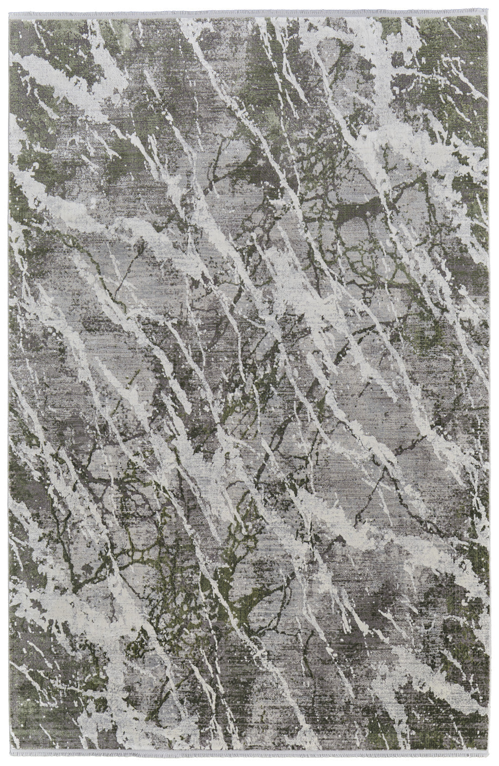 12' X 18' Taupe and Gray Abstract Power Loom Area Rug With Fringe