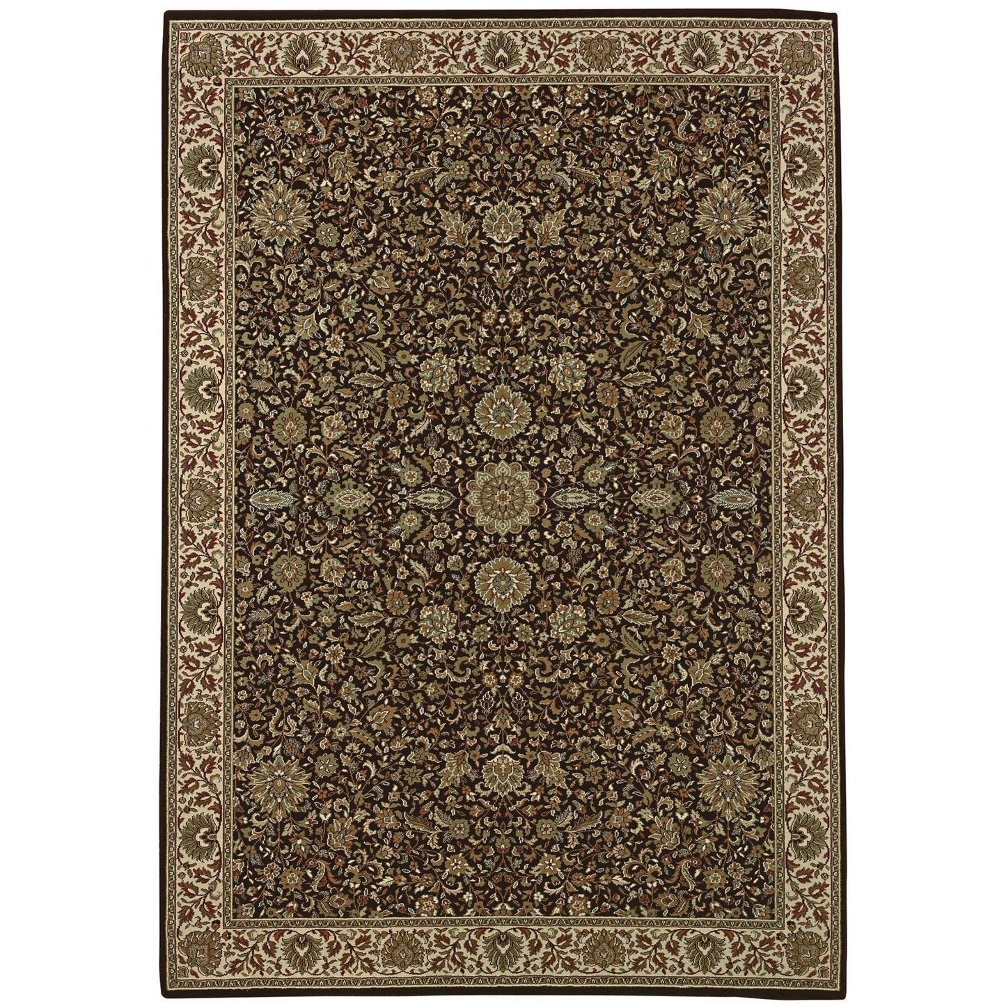 5' X 8' Brown And Ivory Oriental Area Rug
