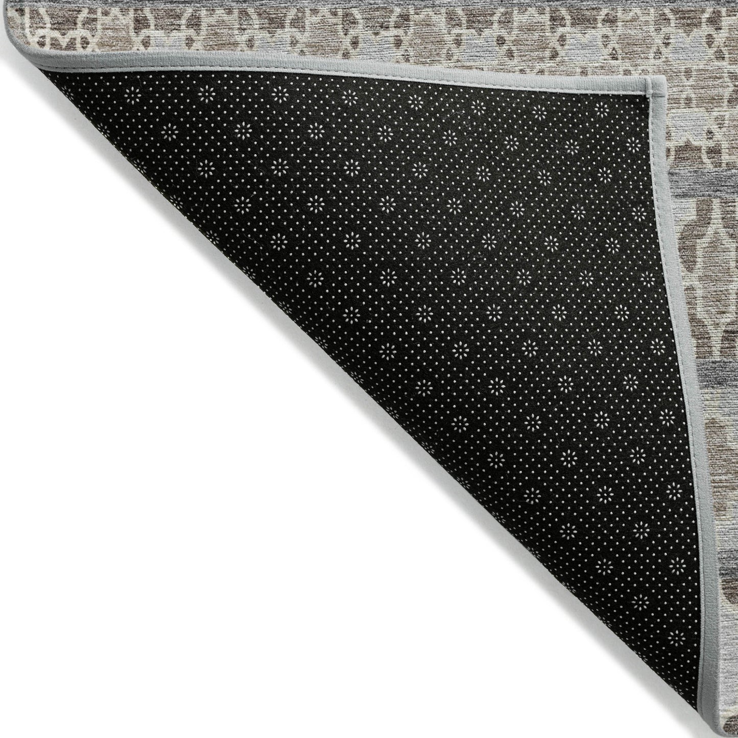 10' X 14' Taupe Beige And Gray Quatrefoil Washable Indoor Outdoor Area Rug