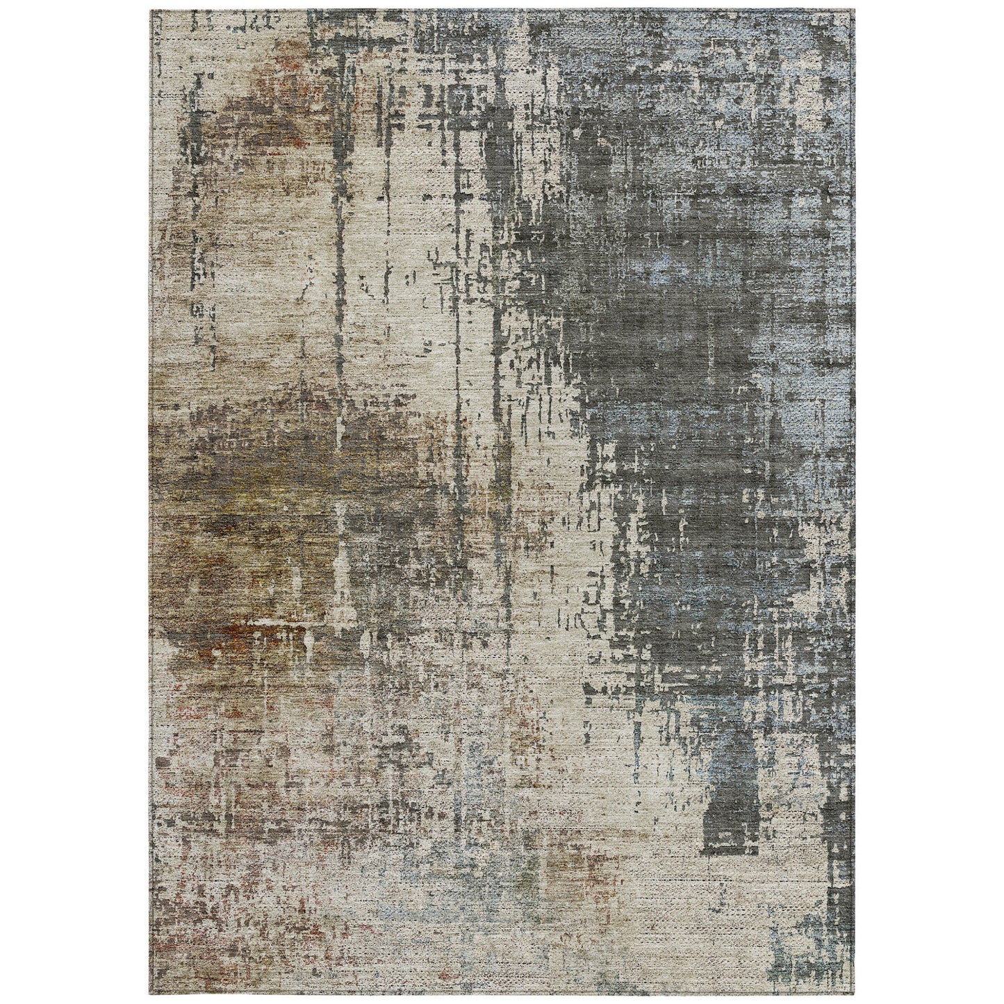 3' X 5' Beige Brown And Gray Abstract Washable Indoor Outdoor Area Rug