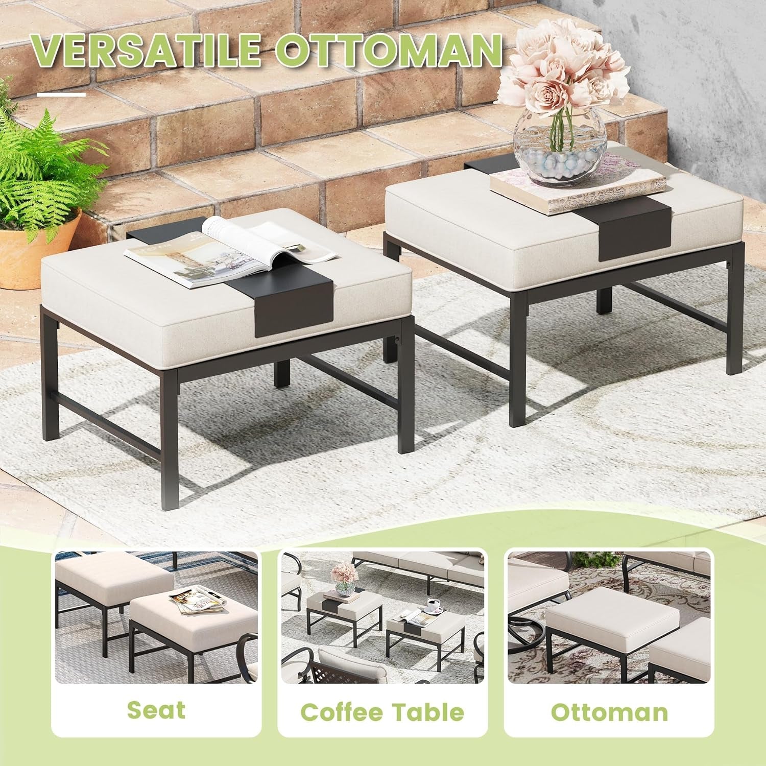 Spacious Six Piece Cushioned Patio Conversation Furniture Set-3