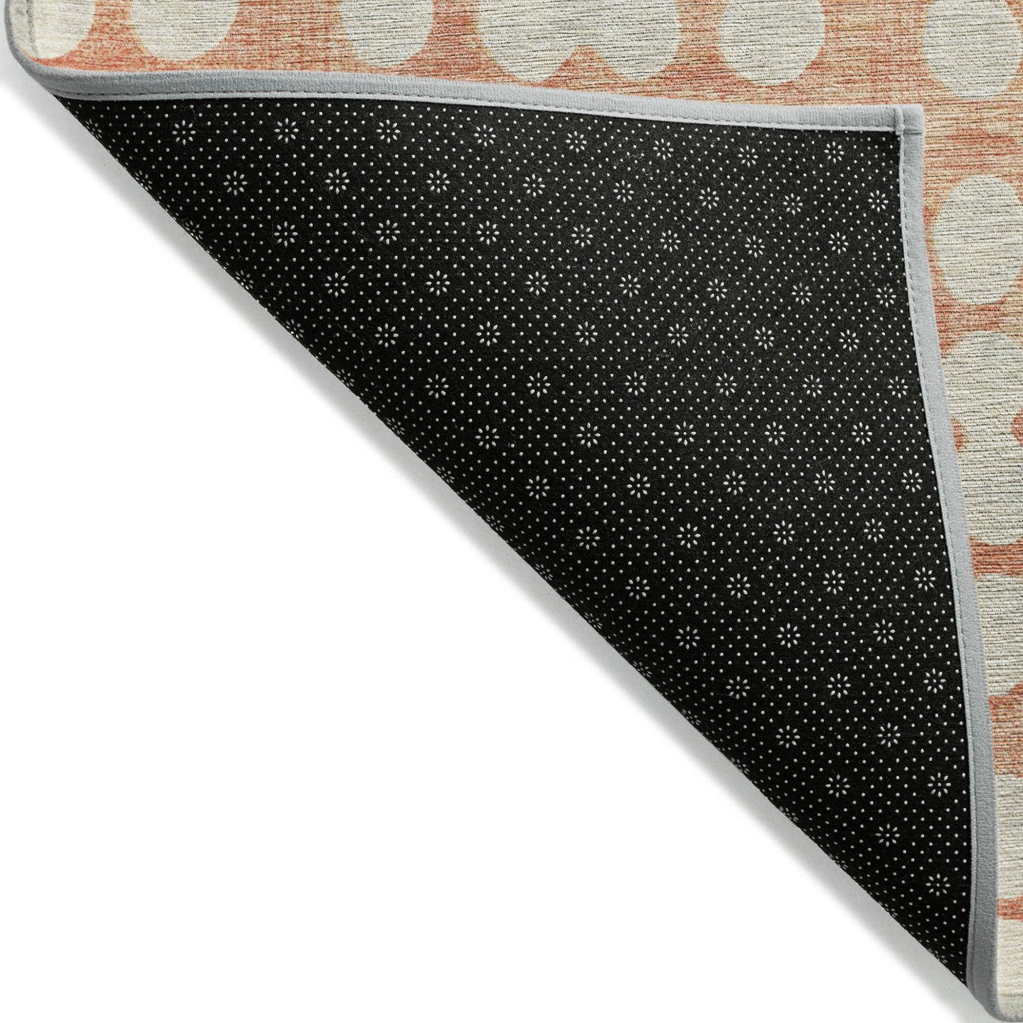 10' X 14' Coral And Ivory Abstract Washable Indoor Outdoor Area Rug