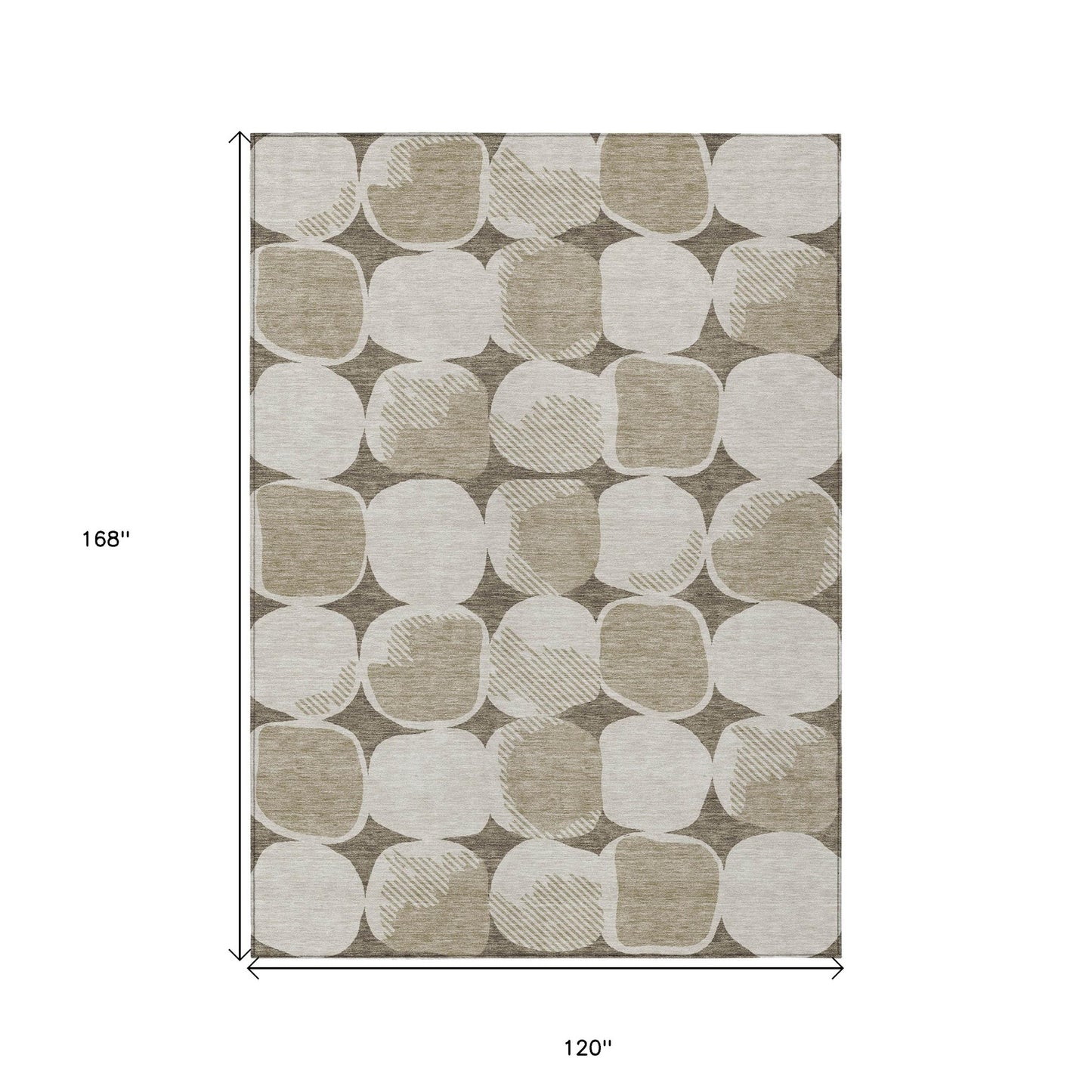 10' X 14' Taupe Beige And Gray Abstract Washable Indoor Outdoor Area Rug